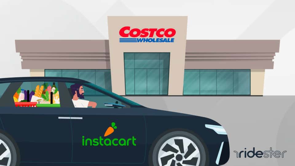 vector graphic showing an illustration of a costco same-day delivery taking place