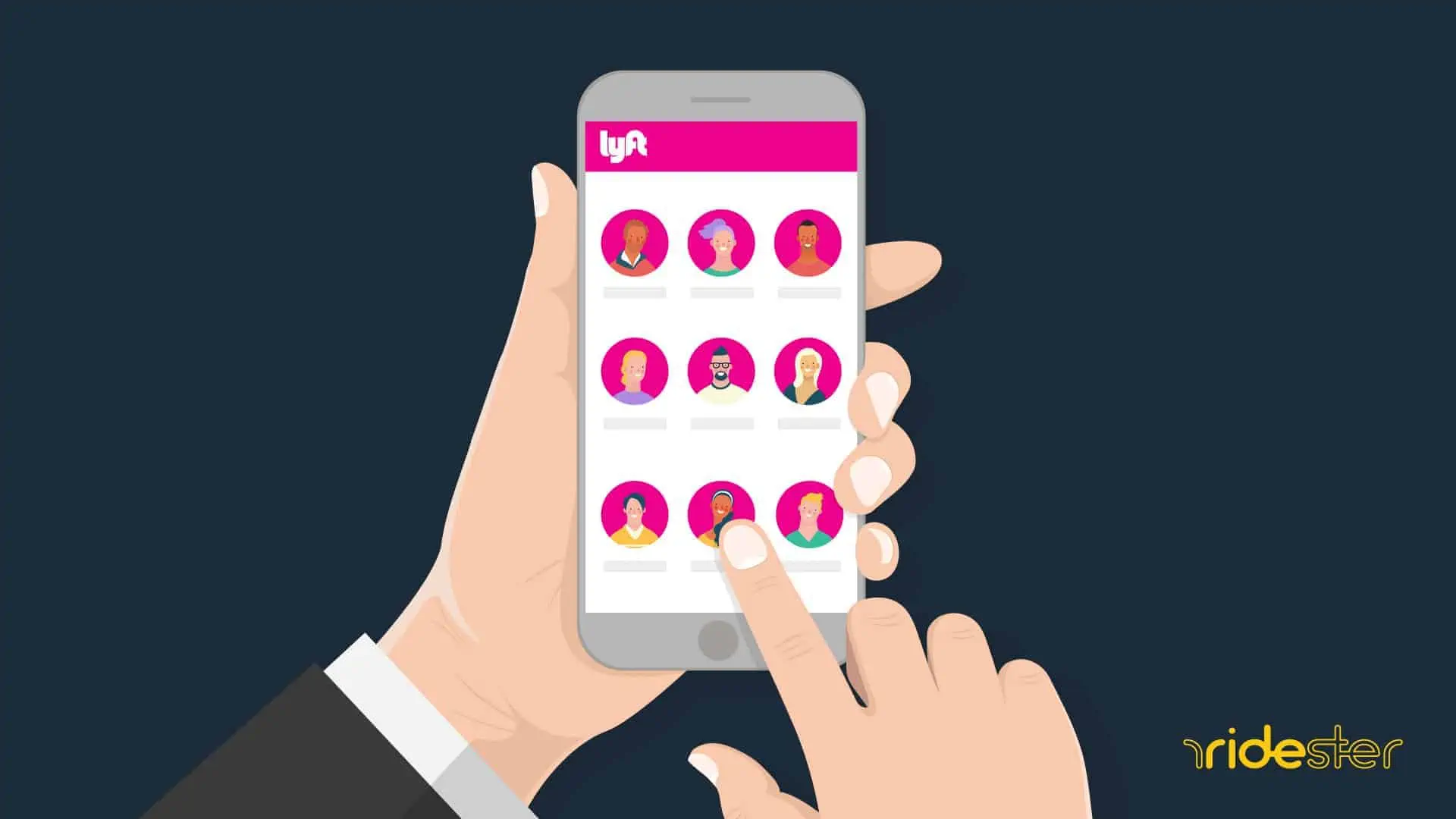 vector graphic illustrating how to request a specific Lyft driver