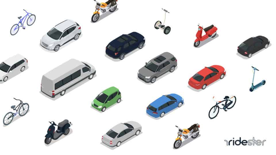 vector graphic showing various vehicles in the Uber Fleet lineup
