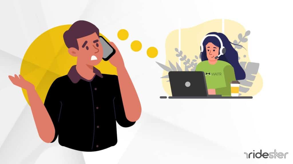 vector graphic showing a Waitr customer on the phone with Waitr customer service getting help with an issue