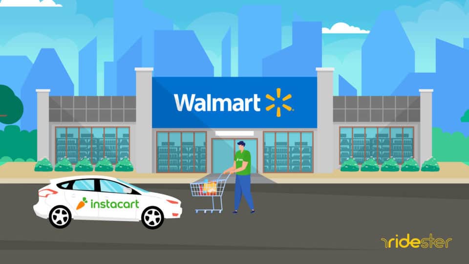 vector graphic showing the walmart instacart partnership in illustrated form