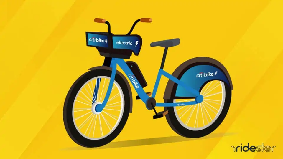 vector graphic showing a citi bike electric bike against a textured yellow background