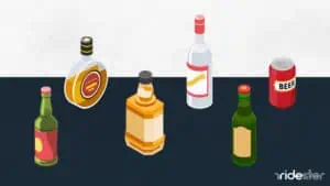 vector graphic showing alcohol bottles scattered about for the does grubhub deliver alcohol post
