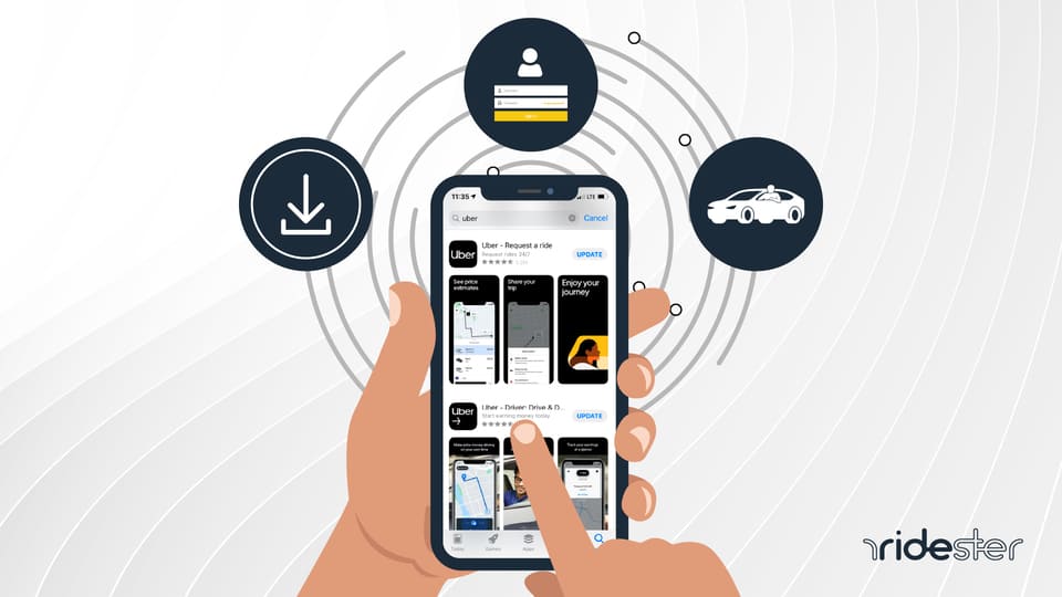 vector graphic showing how to set up uber account