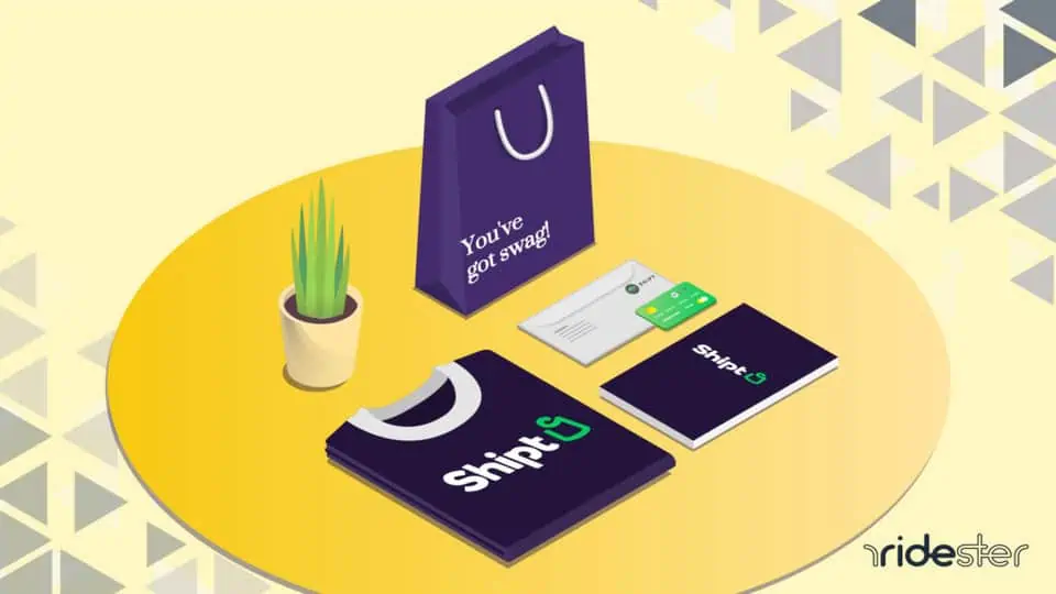 vector graphic showing a shipt welcome package and what it contains inside
