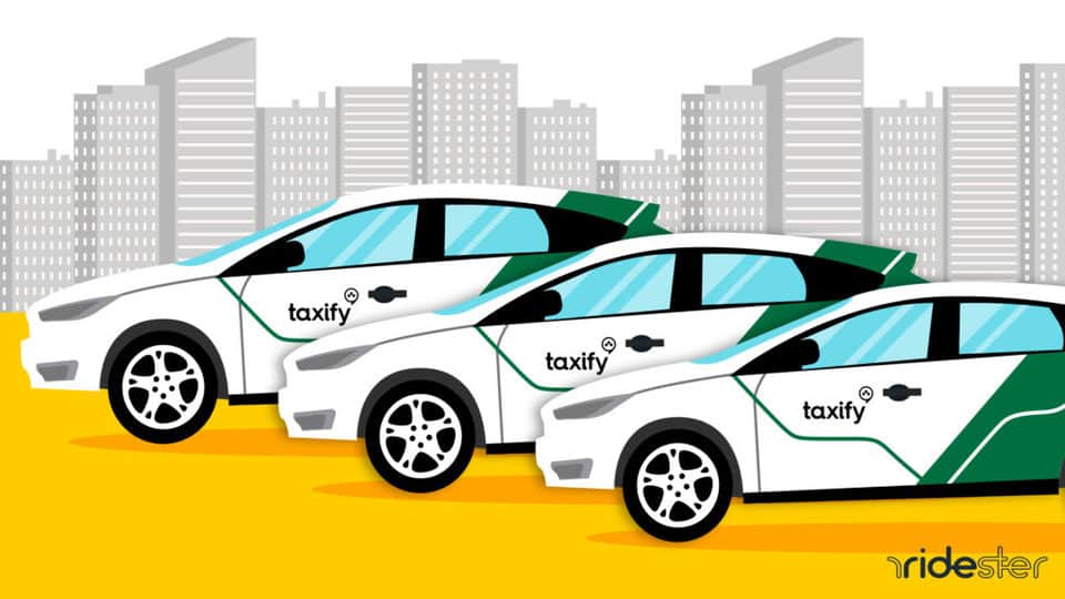 vector graphic showing three Taxify, formerly Bolt, vehicles in a row next to one another