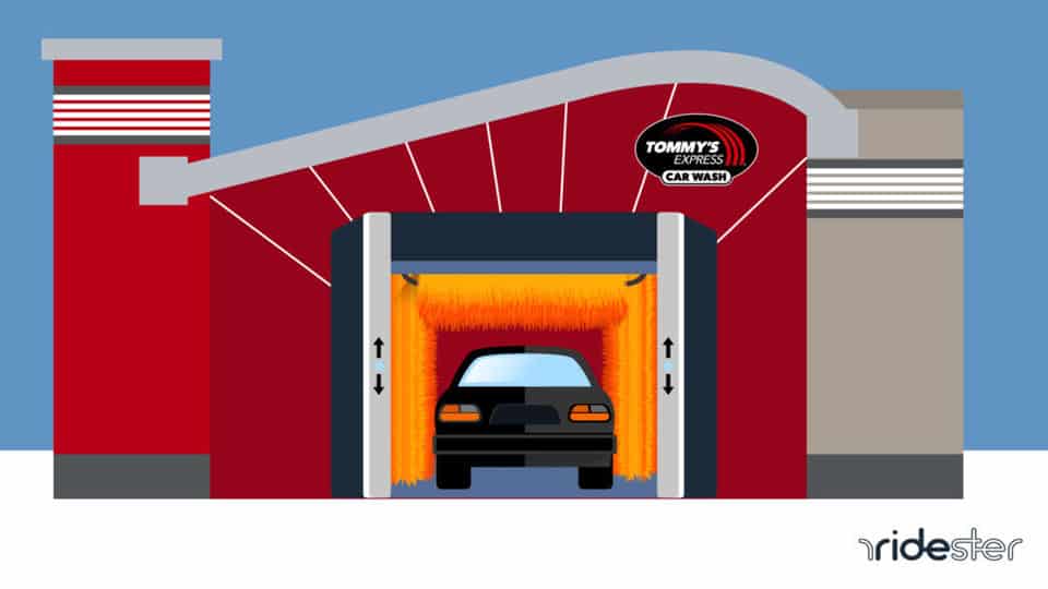 vector graphic showing a vehicle coming out of a Tommy's wash club car wash