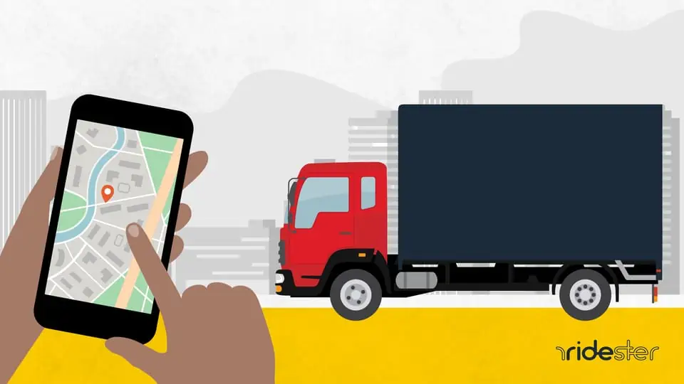 vector graphic showing a bungii vehicle, an uber for trucks app