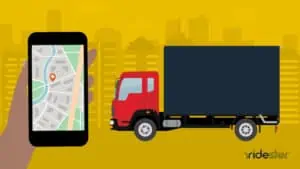 vector graphic showing a bungii vehicle, an uber for trucks app