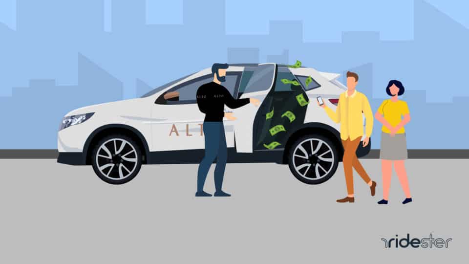 vector graphic showing alto rideshare pricing for a ride
