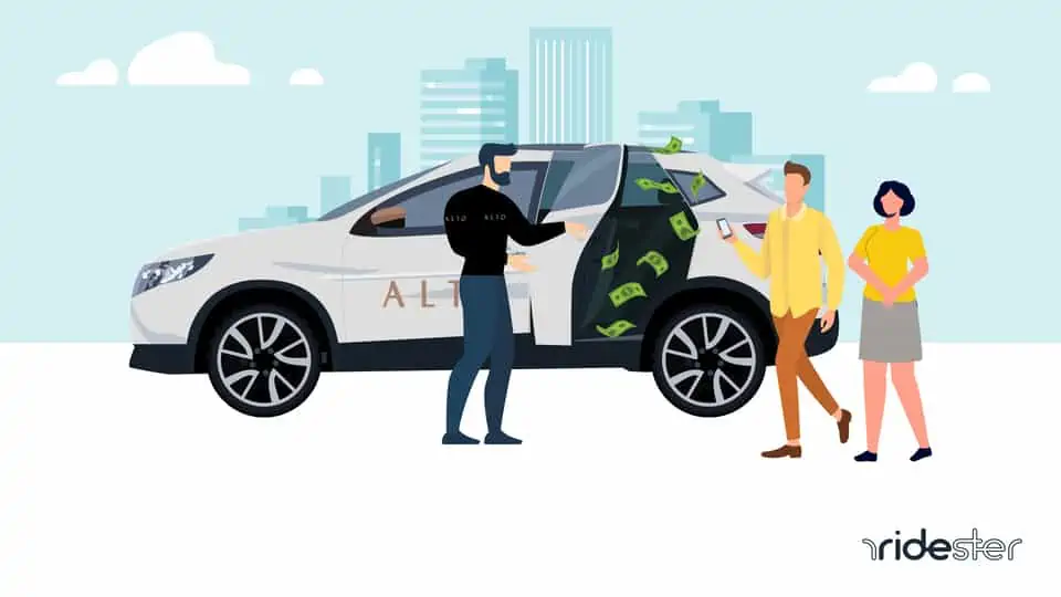vector graphic showing alto rideshare pricing for a ride