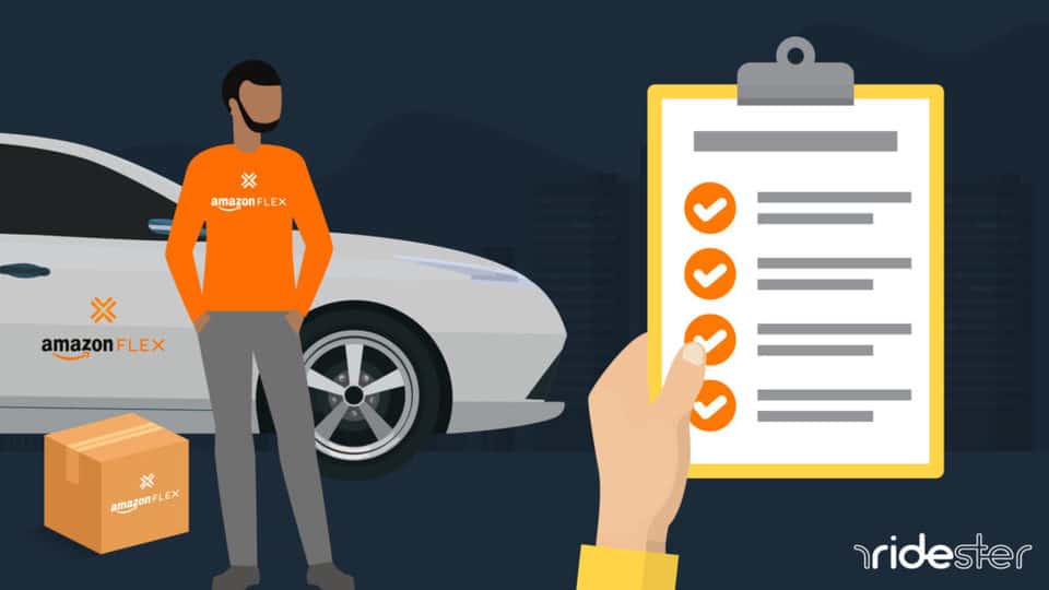 vector graphic showing a driver being evaluated for the amazon independent contractor requirements