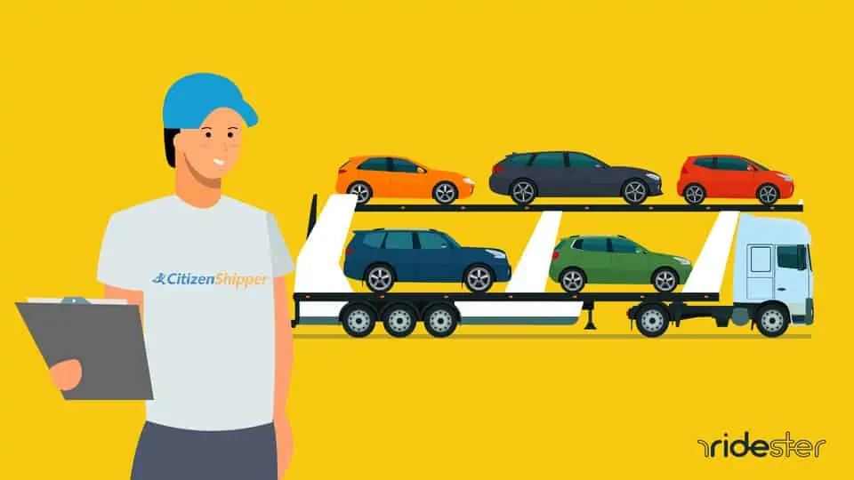 vector graphic showing a citizenshipper car delivery truck hauling a load of cars