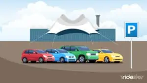 vector graphic showing cars in a Denver airport parking lot