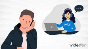 vector graphic showing a man on the phone with a gopuff customer service representative