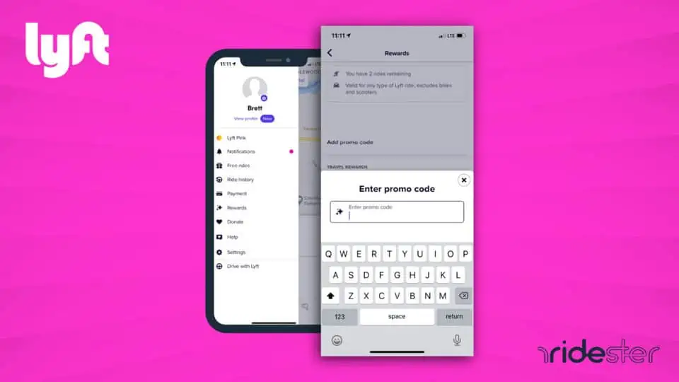 vector graphic showing how to add lyft promo code to account