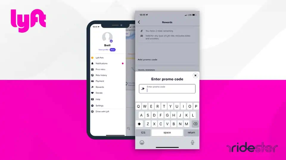 vector graphic showing how to add lyft promo code to account