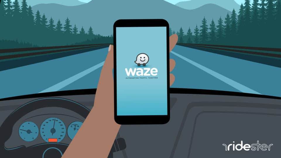 vector graphic showing a screenshot of how to turn off waze