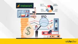 vector graphic showing the Instacart IPO graphic elements and what that means