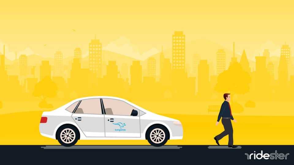 vector graphic showing a kanga driver picking up a passenger