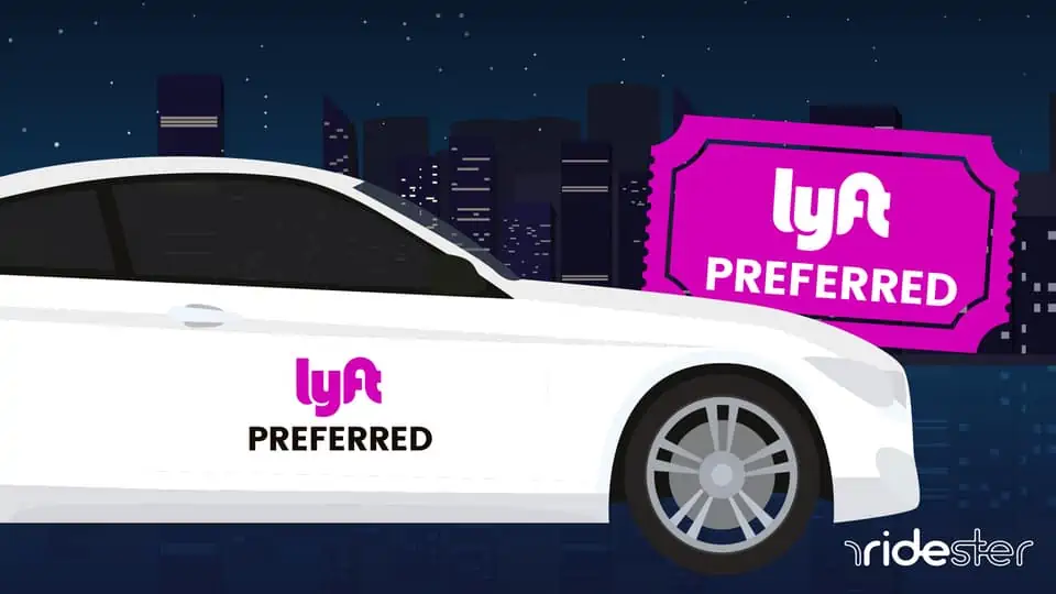 vector graphic showing a Lyft Preferred vehicle next to a blank background