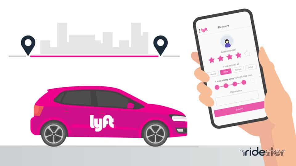 vector graphic showing lyft rider ratings on a phone screen