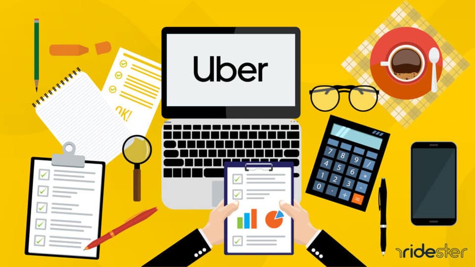 vector graphic showing an Uber pay stub on a desk