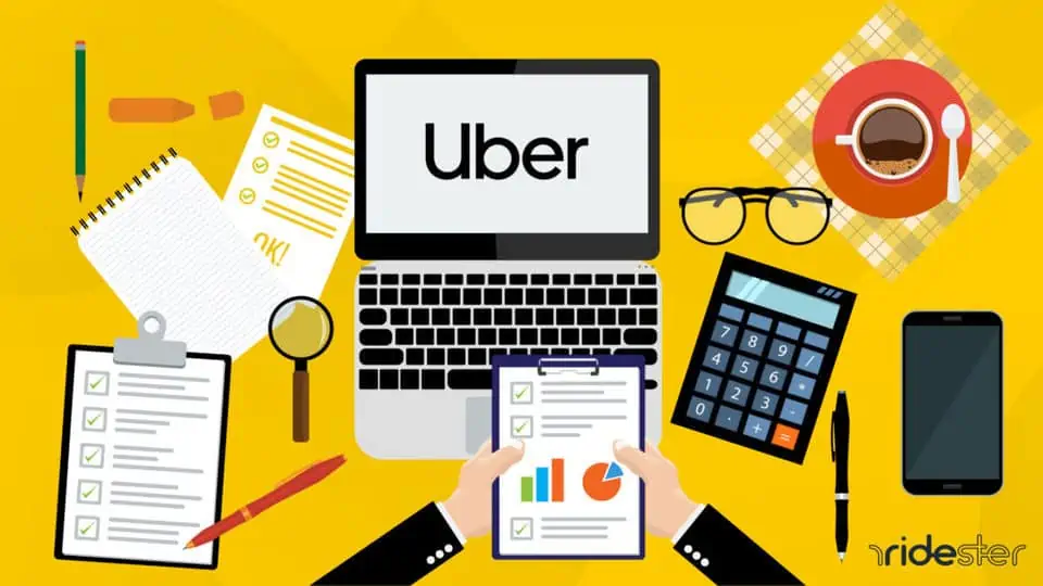 vector graphic showing an Uber pay stub on a desk