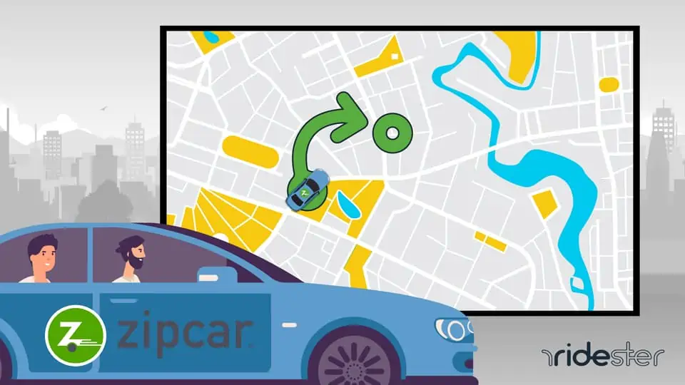 vector graphic showing an illustration of the Zipcar one way return process