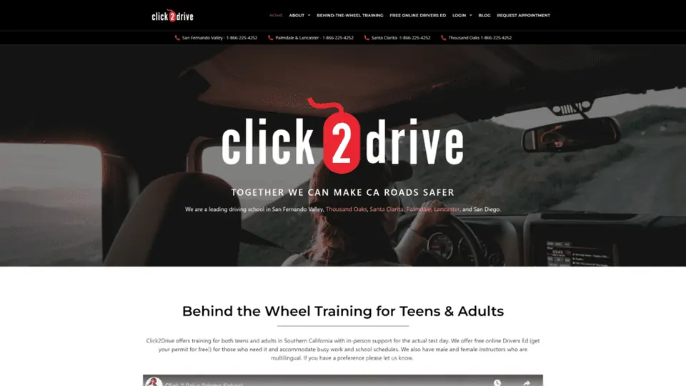 screenshot of the Click2Drive homepage
