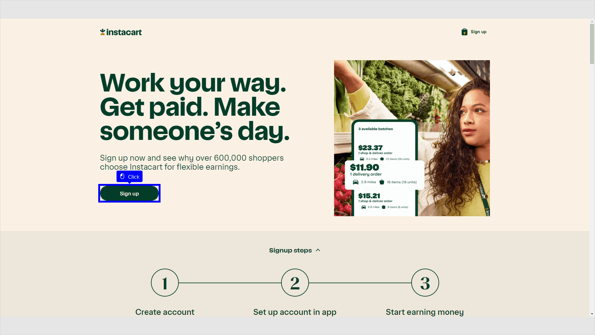 how to apply an Instacart referral code for shoppers using a computer