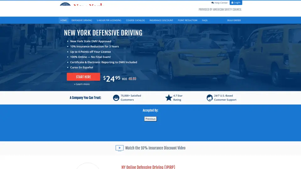 screenshot of the New York Defensive homepage