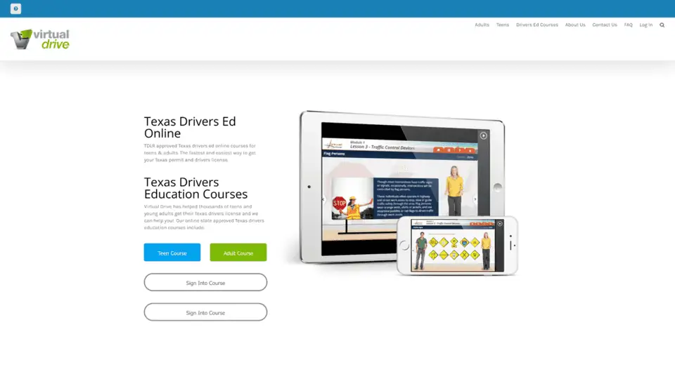 screenshot of the virtual drive homepage