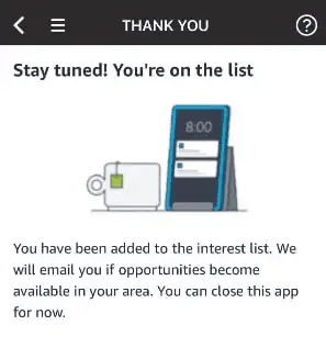 screenshot showing a notification that a person has been added to the amazon flex waiting list