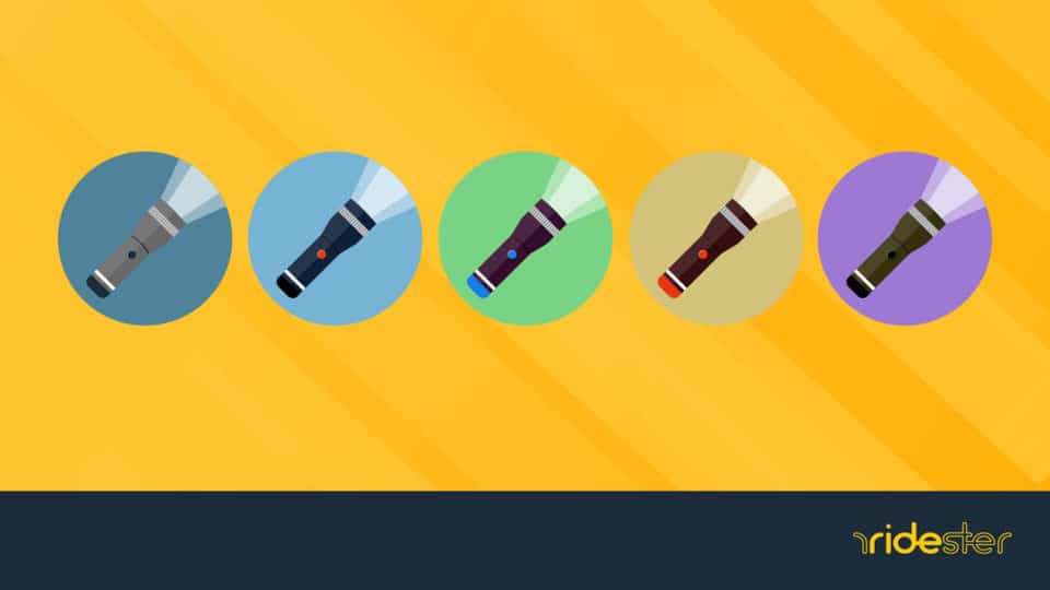 vector graphic showing a handful of the best car flashlights arranged in a row next to one another side by side