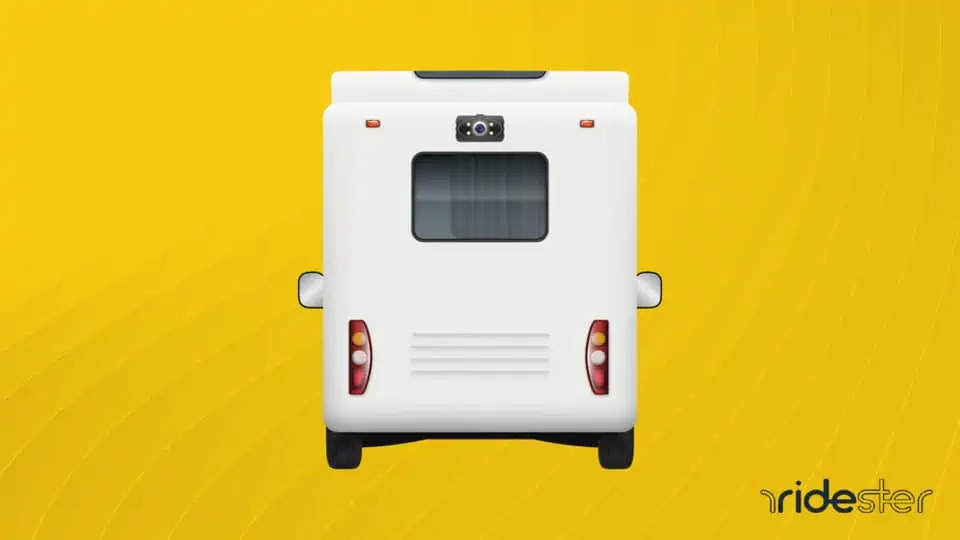 vector graphic showing a small camera attached to an rv to illustrate the best rv backup cameras