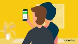 vector graphic illustration of a person holding a smartphone with the Instacart app on the screen and wondering can you share an instacart account