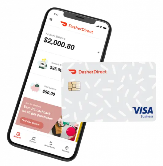 an image of the dasherdirect card and the app associated with it