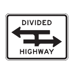 divided highway sign