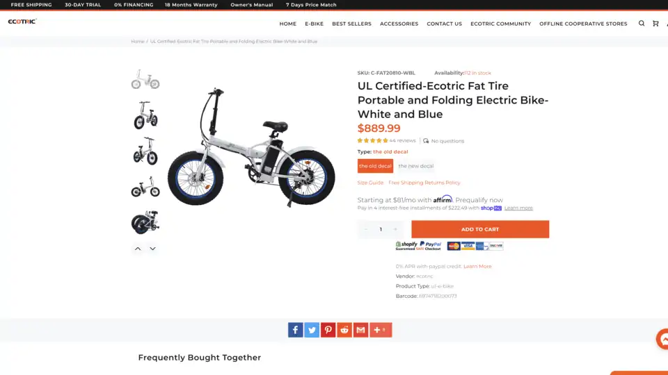 Ecotric Foldable E-Bike