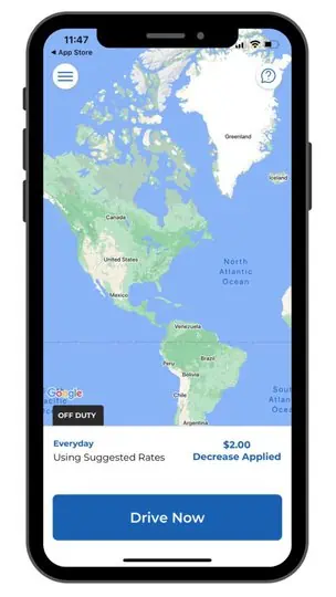 a screenshot of the Empower driver app - showing a map on a phone screen