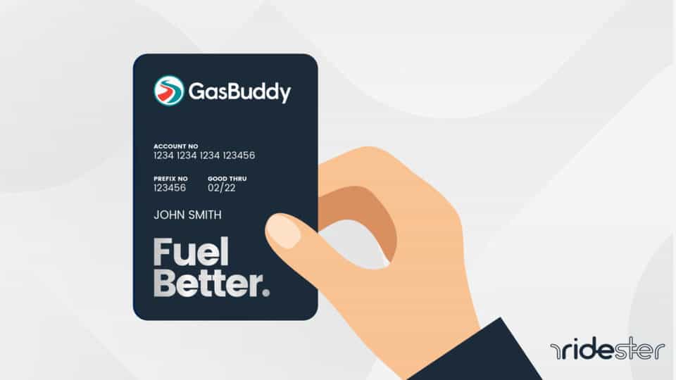 vector graphic showing a hand holding a gas buddy card