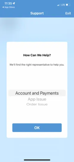 a screenshot of the fourth step in a tutorial about how to contact GoPuff support via live chat within the app