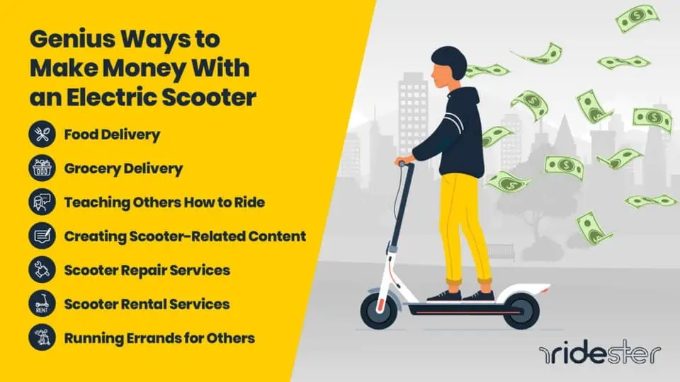 vector graphic showing how ot make money with your electric scooter