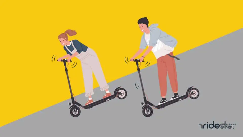 vector graphic showing how to stop the speed wobbles on an electric scooter