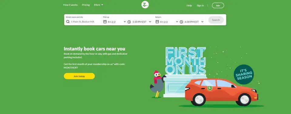 screenshot showing how zipcar works