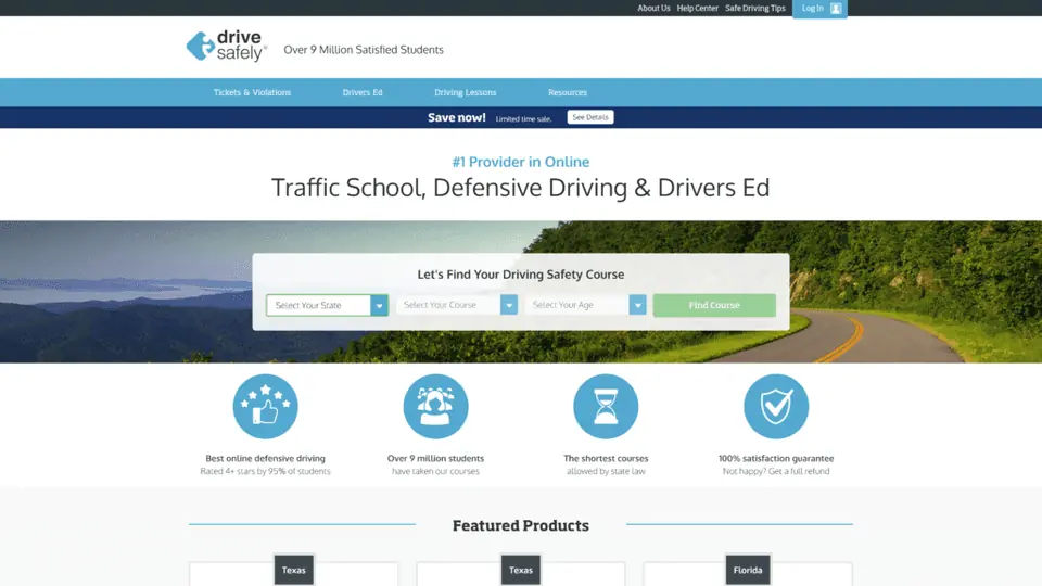 A screenshot of the idrivesafely homepage