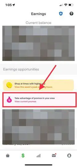 screenshot showing instacart guaranteed earnings within the shopper app