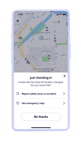 lyft safety feature - check in during the ride