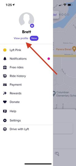 screenshot of the process used to check a lyft passenger rating